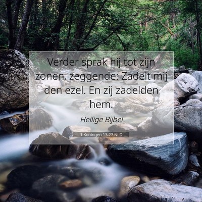 Picture 07 - 1 Koningen 13:27 NLD - Verder sprak hij tot zijn zonen, zeggende: Zadelt - Bible Verse Picture