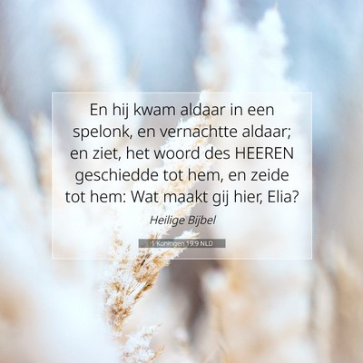 Picture 07 - 1 Koningen 19:9 NLD - En hij kwam aldaar in een spelonk, en vernachtte - Bible Verse Picture