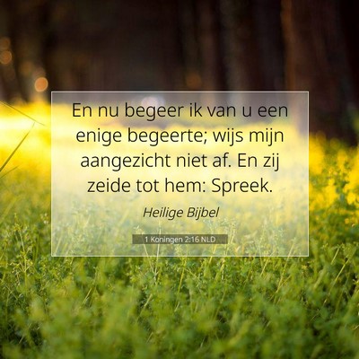 Picture 07 - 1 Koningen 2:16 NLD - En nu begeer ik van u een enige begeerte; wijs - Bible Verse Picture