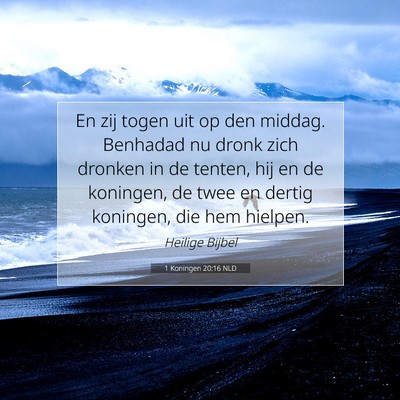 Picture 07 - 1 Koningen 20:16 NLD - En zij togen uit op den middag. Benhadad nu dronk - Bible Verse Picture