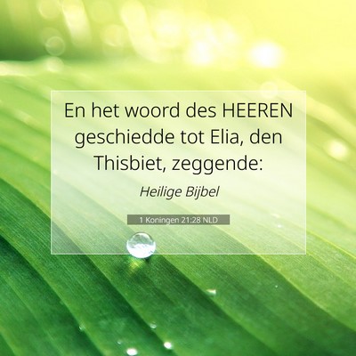 Picture 07 - 1 Koningen 21:28 NLD - En het woord des HEEREN geschiedde tot Elia, den - Bible Verse Picture