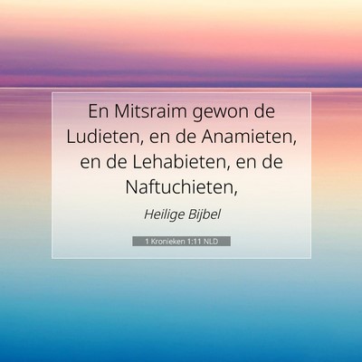 Picture 07 - 1 Kronieken 1:11 NLD - En Mitsraim gewon de Ludieten, en de Anamieten, - Bible Verse Picture