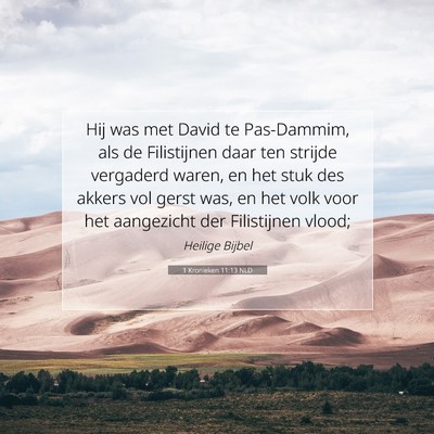 Picture 07 - 1 Kronieken 11:13 NLD - Hij was met David te Pas-Dammim, als de - Bible Verse Picture