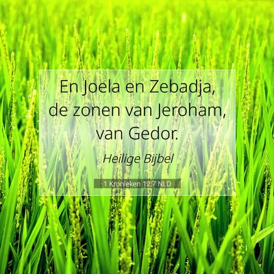 Picture 07 - 1 Kronieken 12:7 NLD - En Joela en Zebadja, de zonen van Jeroham, van - Bible Verse Picture