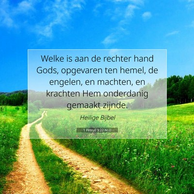 Picture 07 - 1 Petrus 3:22 NLD - Welke is aan de rechter hand Gods, opgevaren ten - Bible Verse Picture