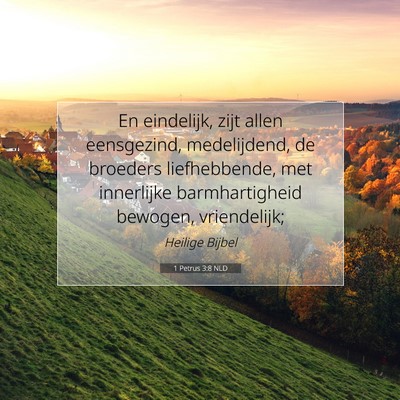 Picture 07 - 1 Petrus 3:8 NLD - En eindelijk, zijt allen eensgezind, medelijdend, - Bible Verse Picture