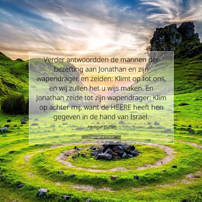 Picture 07 - 1 Samuël 14:12 NLD - Verder antwoordden de mannen der bezetting aan - Bible Verse Picture