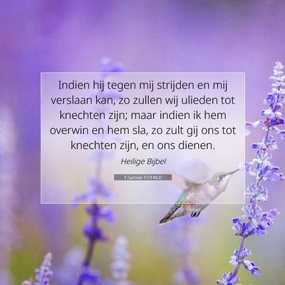 Picture 07 - 1 Samuël 17:9 NLD - Indien hij tegen mij strijden en mij verslaan - Bible Verse Picture