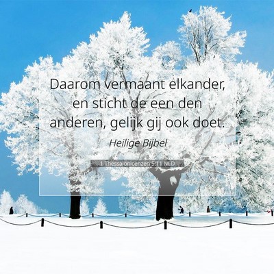 Picture 07 - 1 Thessalonicenzen 5:11 NLD - Daarom vermaant elkander, en sticht de een den - Bible Verse Picture