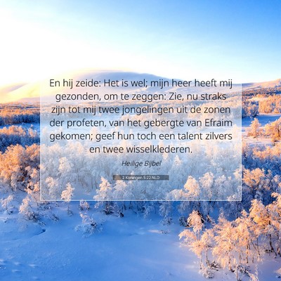 Picture 07 - 2 Koningen 5:22 NLD - En hij zeide: Het is wel; mijn heer heeft mij - Bible Verse Picture