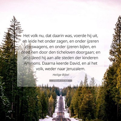 Picture 07 - 2 Samuël 12:31 NLD - Het volk nu, dat daarin was, voerde hij uit, en - Bible Verse Picture