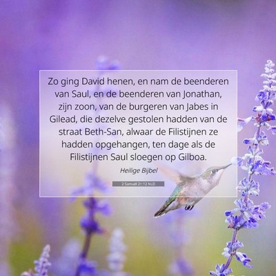Picture 07 - 2 Samuël 21:12 NLD - Zo ging David henen, en nam de beenderen van - Bible Verse Picture
