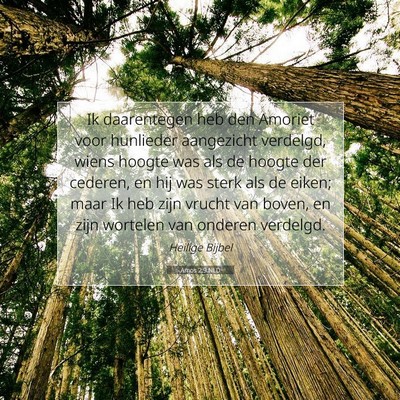 Picture 07 - Amos 2:9 NLD - Ik daarentegen heb den Amoriet voor hunlieder - Bible Verse Picture
