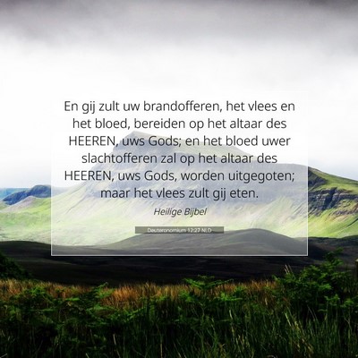 Picture 07 - Deuteronomium 12:27 NLD - En gij zult uw brandofferen, het vlees en het - Bible Verse Picture