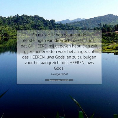 Picture 07 - Deuteronomium 26:10 NLD - En nu, zie, ik heb gebracht de eerstelingen van - Bible Verse Picture