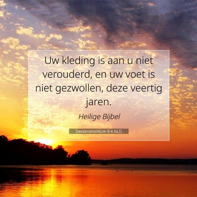Picture 07 - Deuteronomium 8:4 NLD - Uw kleding is aan u niet verouderd, en uw voet is - Bible Verse Picture