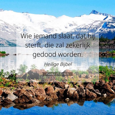Picture 07 - Exodus 21:12 NLD - Wie iemand slaat, dat hij sterft, die zal - Bible Verse Picture