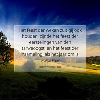 Picture 07 - Exodus 34:22 NLD - Het feest der weken zult gij ook houden, zijnde - Bible Verse Picture