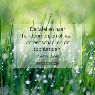 Picture 07 - Exodus 35:13 NLD - De tafel en haar handbomen, en al haar - Bible Verse Picture