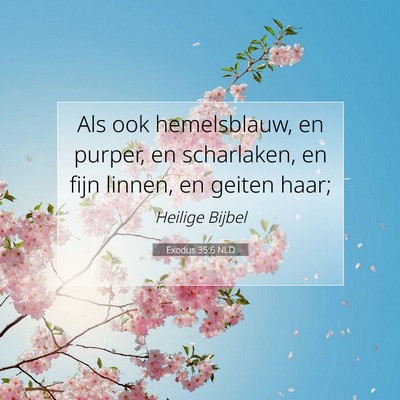 Picture 07 - Exodus 35:6 NLD - Als ook hemelsblauw, en purper, en scharlaken, en - Bible Verse Picture