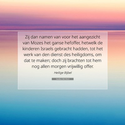 Picture 07 - Exodus 36:3 NLD - Zij dan namen van voor het aangezicht van Mozes - Bible Verse Picture