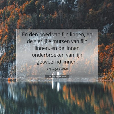 Picture 07 - Exodus 39:28 NLD - En den hoed van fijn linnen, en de sierlijke - Bible Verse Picture