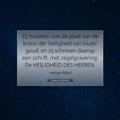 Picture 07 - Exodus 39:30 NLD - Zij maakten ook de plaat van de kroon der - Bible Verse Picture