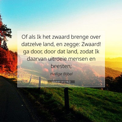 Picture 07 - Ezechiël 14:17 NLD - Of als Ik het zwaard brenge over datzelve land, - Bible Verse Picture