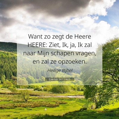 Picture 07 - Ezechiël 34:11 NLD - Want zo zegt de Heere HEERE: Ziet, Ik, ja, Ik zal - Bible Verse Picture