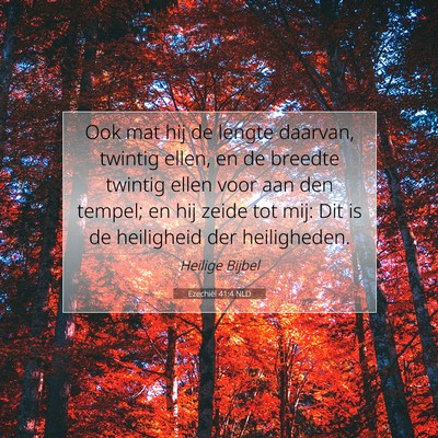 Picture 07 - Ezechiël 41:4 NLD - Ook mat hij de lengte daarvan, twintig ellen, en - Bible Verse Picture