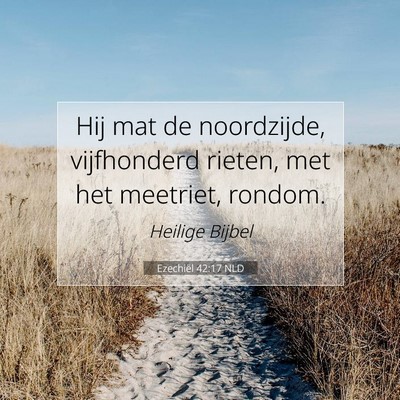 Picture 07 - Ezechiël 42:17 NLD - Hij mat de noordzijde, vijfhonderd rieten, met - Bible Verse Picture