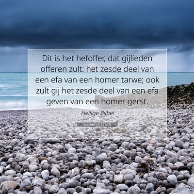 Picture 07 - Ezechiël 45:13 NLD - Dit is het hefoffer, dat gijlieden offeren zult: - Bible Verse Picture