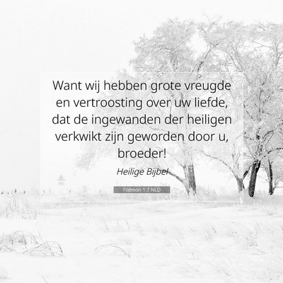 Picture 07 - Filémon 1:7 NLD - Want wij hebben grote vreugde en vertroosting - Bible Verse Picture