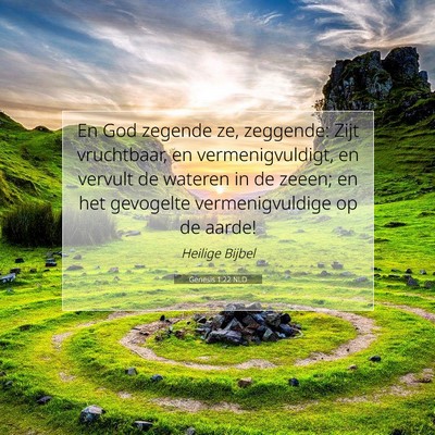 Picture 07 - Genesis 1:22 NLD - En God zegende ze, zeggende: Zijt vruchtbaar, en - Bible Verse Picture
