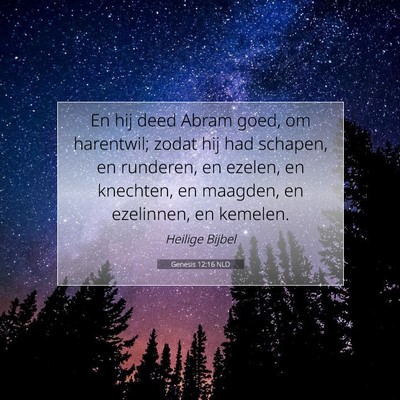 Picture 07 - Genesis 12:16 NLD - En hij deed Abram goed, om harentwil; zodat hij - Bible Verse Picture