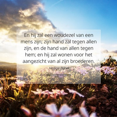 Picture 07 - Genesis 16:12 NLD - En hij zal een woudezel van een mens zijn; zijn - Bible Verse Picture
