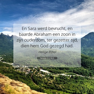 Picture 07 - Genesis 21:2 NLD - En Sara werd bevrucht, en baarde Abraham een zoon - Bible Verse Picture