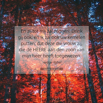 Picture 07 - Genesis 24:44 NLD - En zij tot mij zal zeggen: Drink gij ook, en ik - Bible Verse Picture