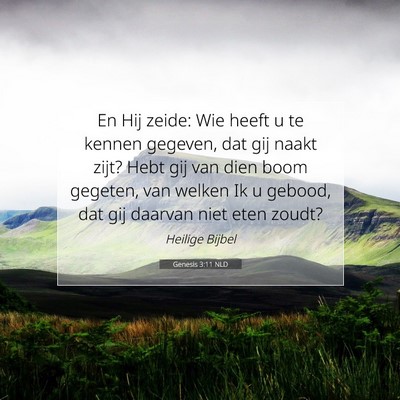 Picture 07 - Genesis 3:11 NLD - En Hij zeide: Wie heeft u te kennen gegeven, dat - Bible Verse Picture