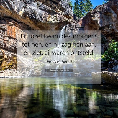 Picture 07 - Genesis 40:6 NLD - En Jozef kwam des morgens tot hen, en hij zag hen - Bible Verse Picture