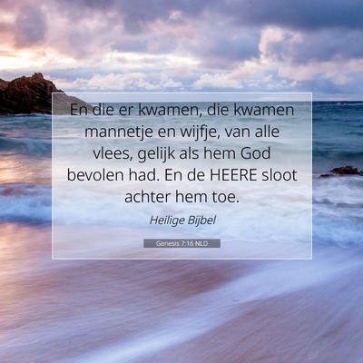 Picture 07 - Genesis 7:16 NLD - En die er kwamen, die kwamen mannetje en wijfje, - Bible Verse Picture
