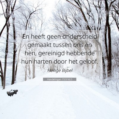 Picture 07 - Handelingen 15:9 NLD - En heeft geen onderscheid gemaakt tussen ons en - Bible Verse Picture