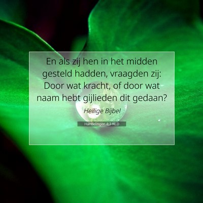 Picture 07 - Handelingen 4:7 NLD - En als zij hen in het midden gesteld hadden, - Bible Verse Picture