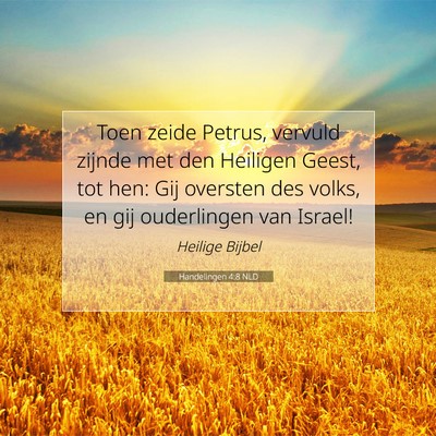 Picture 07 - Handelingen 4:8 NLD - Toen zeide Petrus, vervuld zijnde met den - Bible Verse Picture