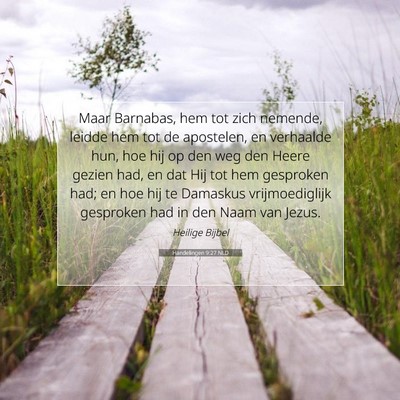 Picture 07 - Handelingen 9:27 NLD - Maar Barnabas, hem tot zich nemende, leidde hem - Bible Verse Picture