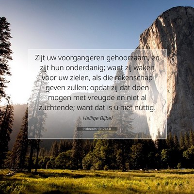 Picture 07 - Hebreeën 13:17 NLD - Zijt uw voorgangeren gehoorzaam, en zijt hun - Bible Verse Picture