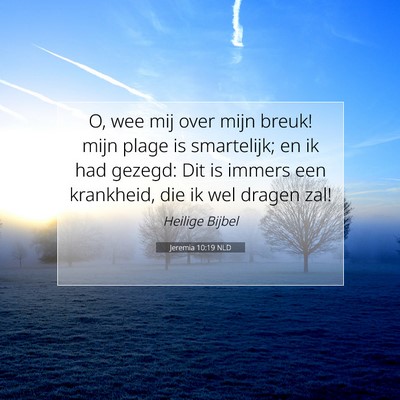 Picture 07 - Jeremia 10:19 NLD - O, wee mij over mijn breuk! mijn plage is - Bible Verse Picture