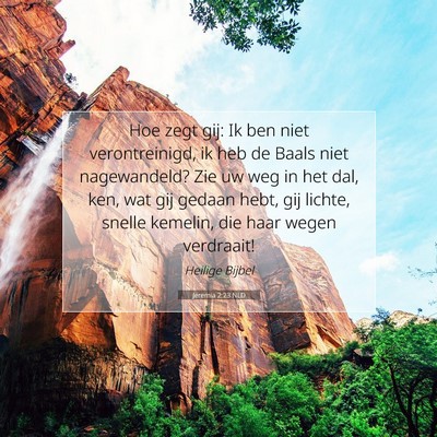 Picture 07 - Jeremia 2:23 NLD - Hoe zegt gij: Ik ben niet verontreinigd, ik heb - Bible Verse Picture