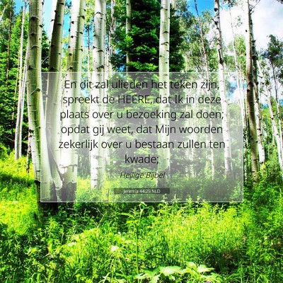 Picture 07 - Jeremia 44:29 NLD - En dit zal ulieden het teken zijn, spreekt de - Bible Verse Picture