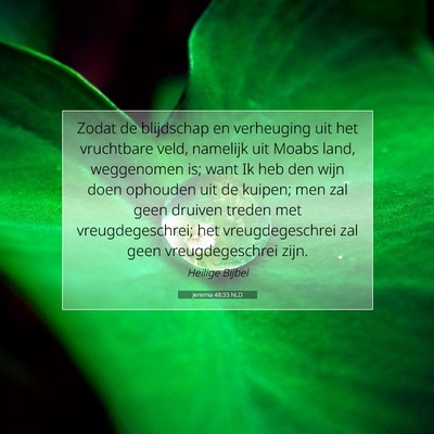 Picture 07 - Jeremia 48:33 NLD - Zodat de blijdschap en verheuging uit het - Bible Verse Picture